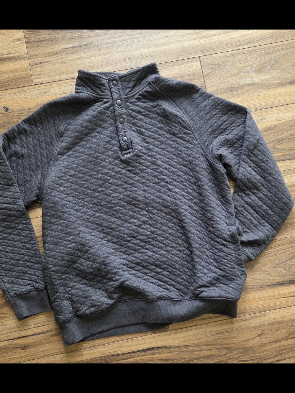 Men's Goodfellow Quilted Snap-Front Pullover Sweatshirt - Charcoal